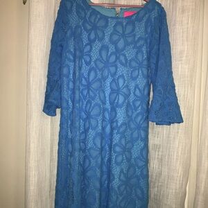 Lilly Pulitzer Blue Floral Lace Dress